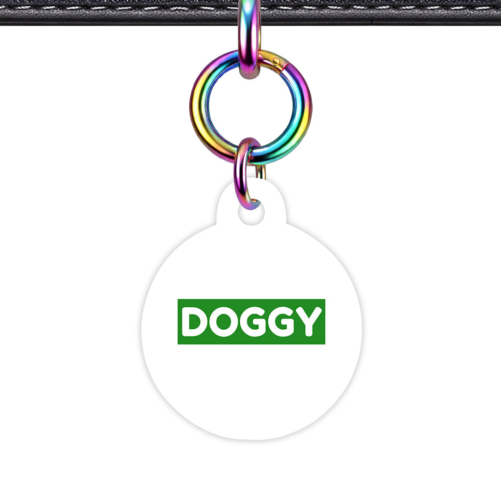 White & Forest Green Circle Shape Rainbow Ring Classic Pet ID Tag