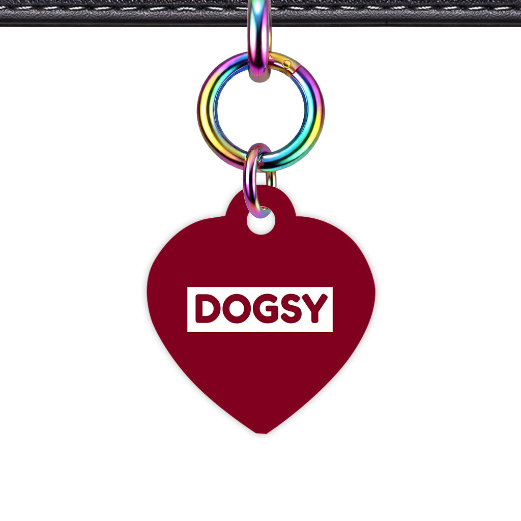 Burgundy & White Heart Shape Rainbow Ring Classic Pet ID Tag
