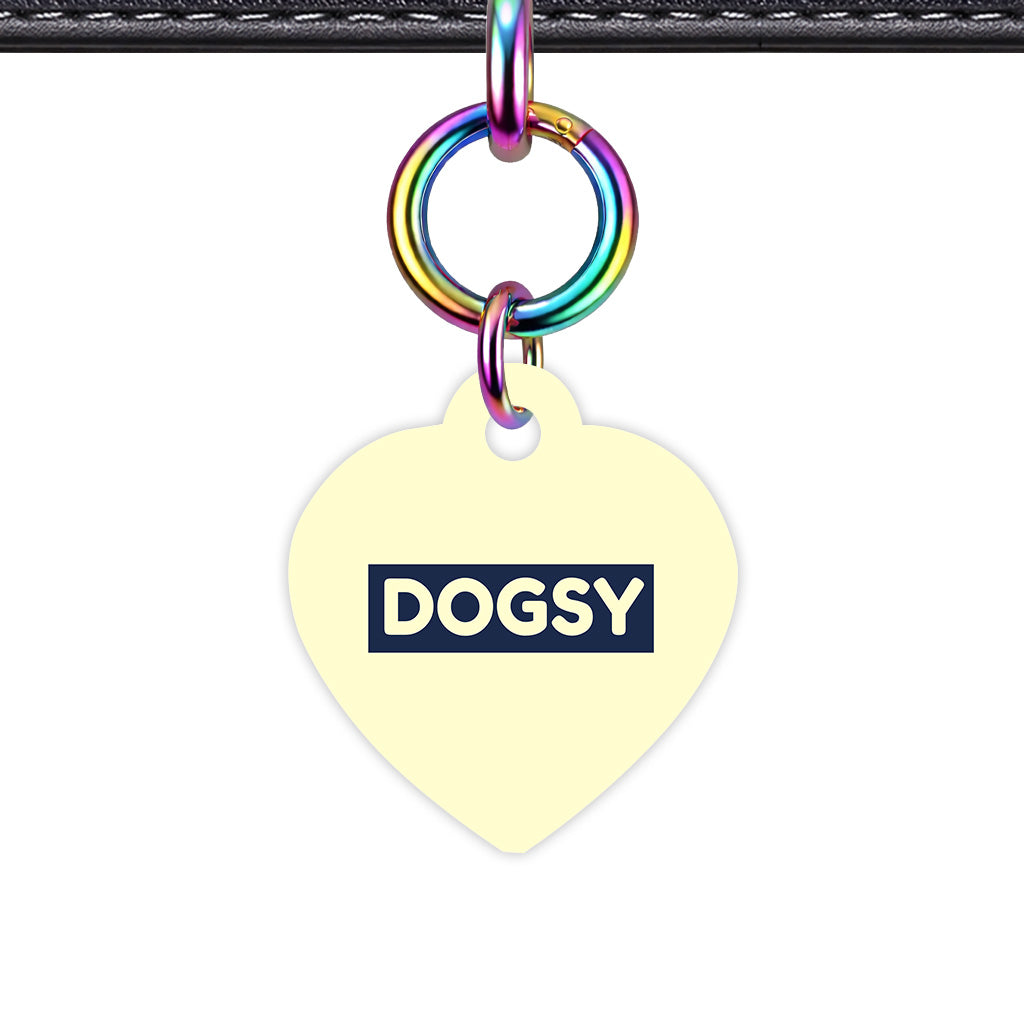 Cream & Navy Heart Shape Rainbow Ring Classic Pet ID Tag