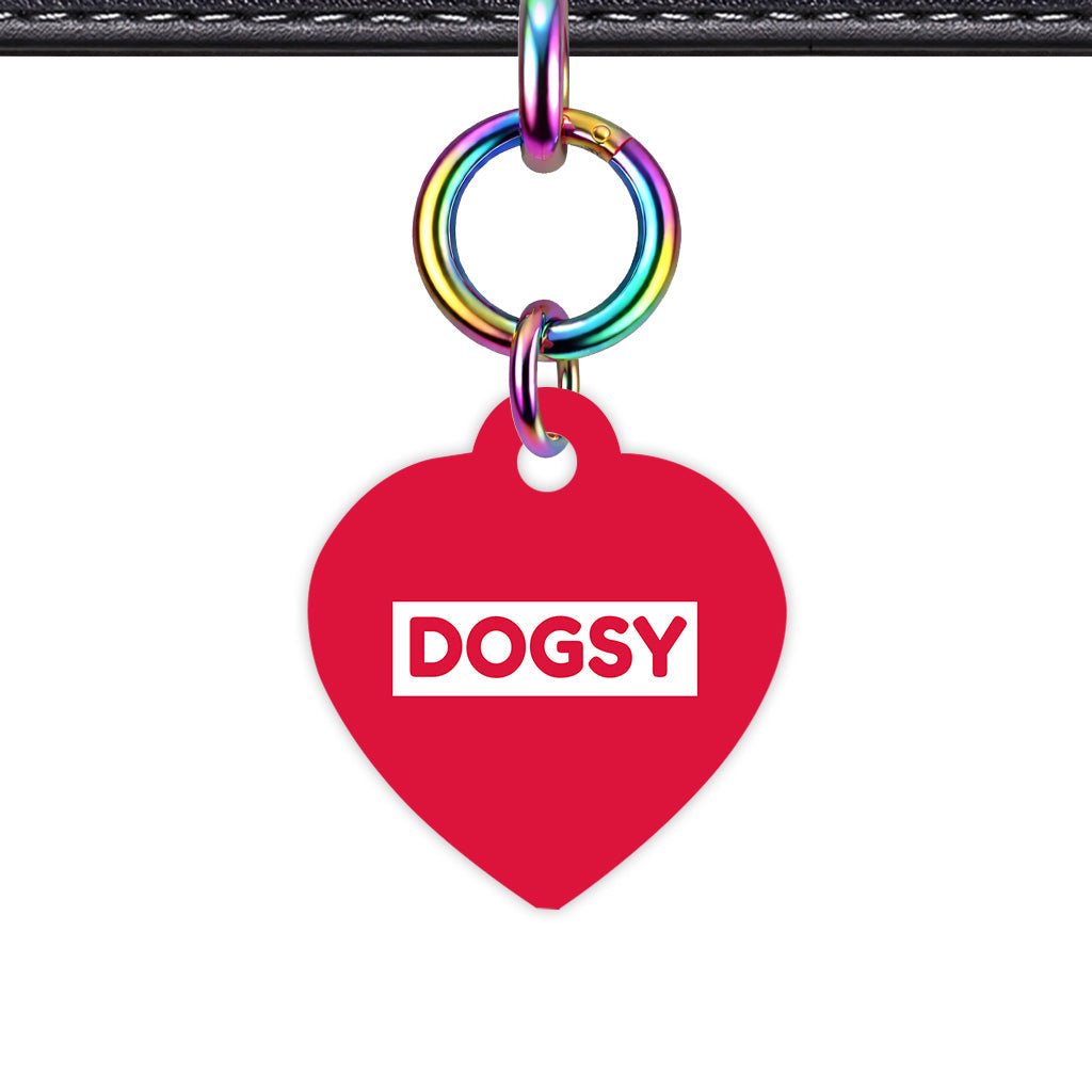Crimson Red & White Heart Shape Rainbow Ring QR Smart Pet ID Tag