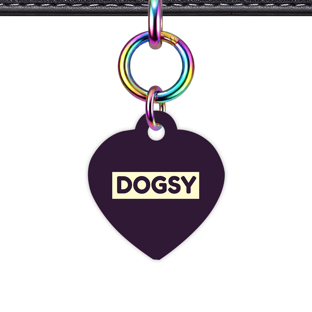 Deep Purple & Cream Heart Shape Rainbow Ring Classic Pet ID Tag