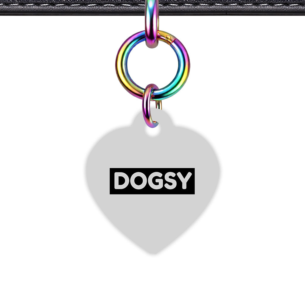 Light Grey & Black Heart Shape Rainbow Ring Classic Pet ID Tag