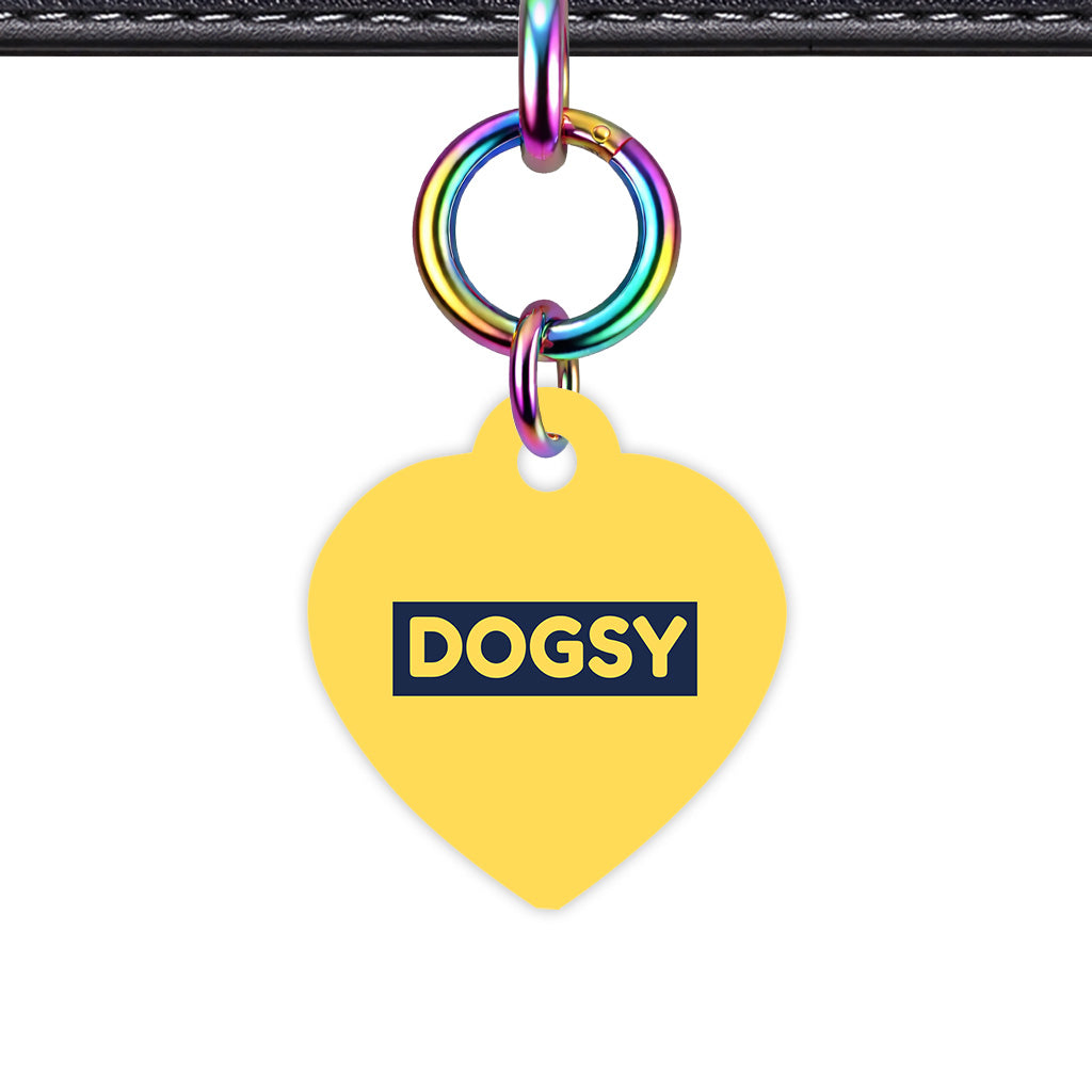 Mustard & Navy Heart Shape Rainbow Ring Classic Pet ID Tag