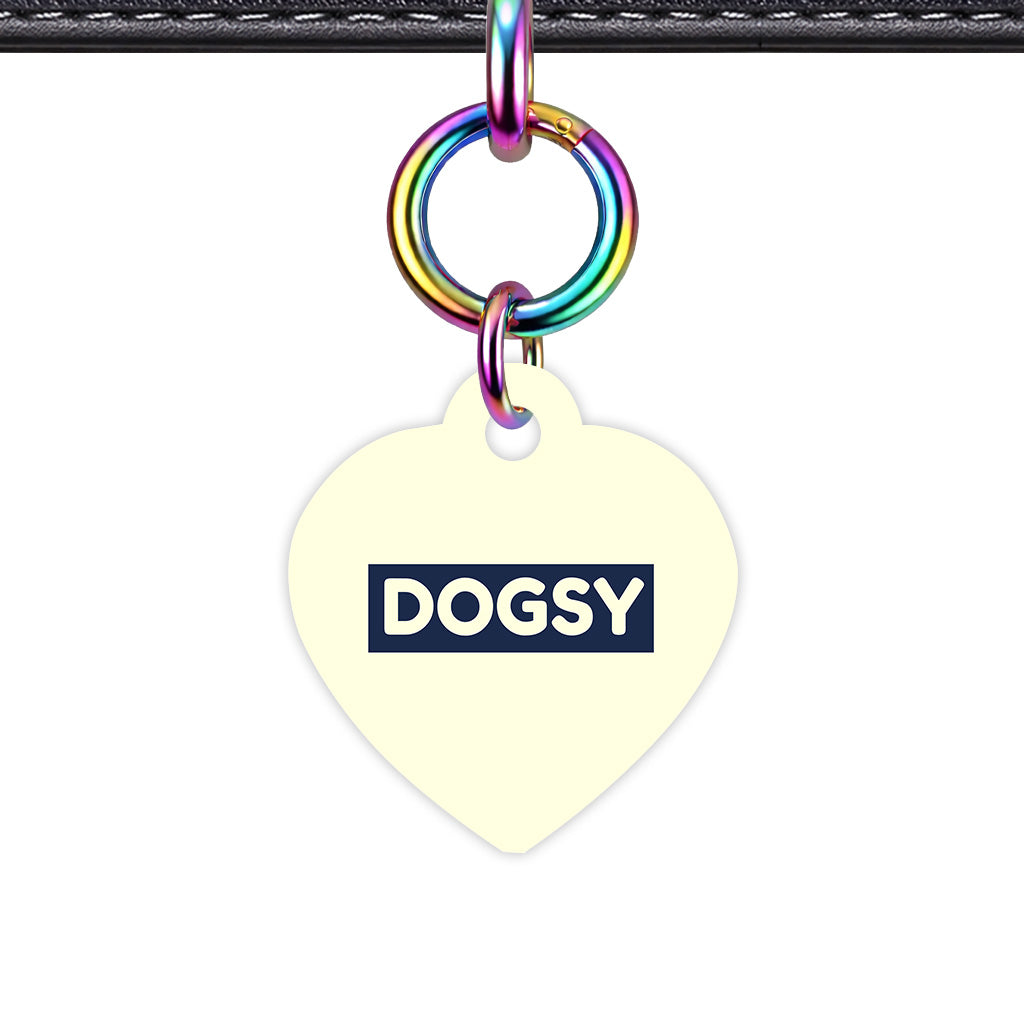 Pale Yellow & Navy Heart Shape Rainbow Ring Classic Pet ID Tag