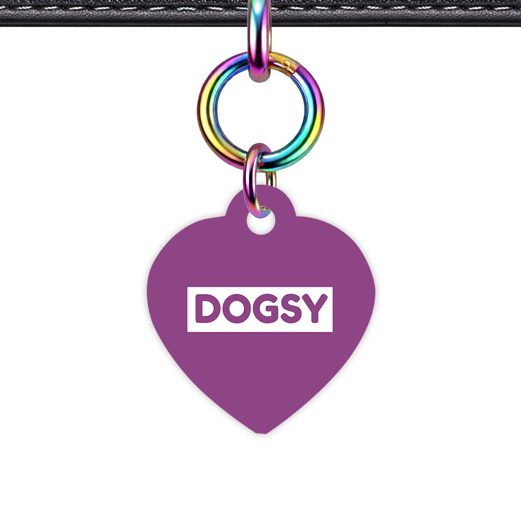 Plum & White Heart Shape Rainbow Ring QR Smart Pet ID Tag