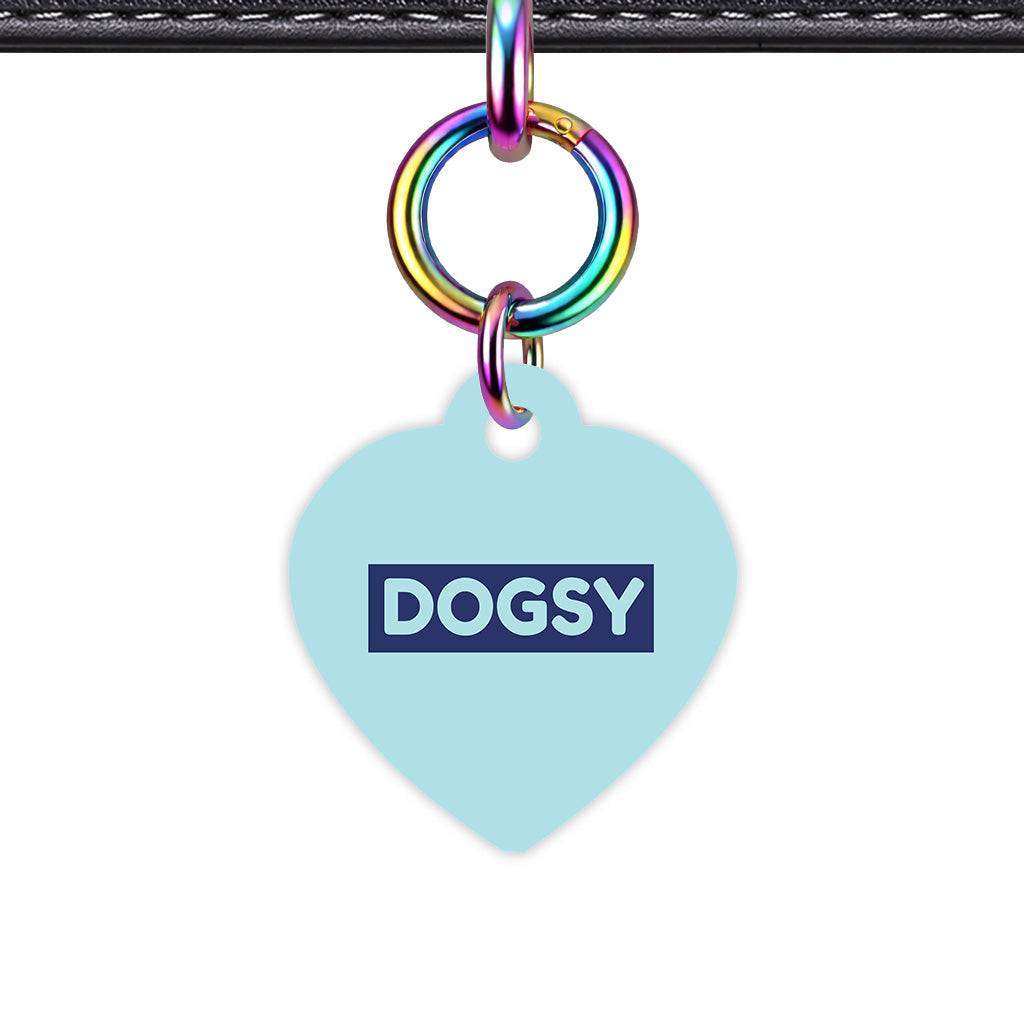 Powder Blue & Navy Heart Shape Rainbow Ring Classic Pet ID Tag