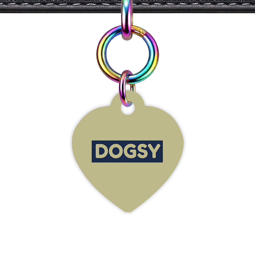 Sage & Navy Heart Shape Rainbow Ring QR Smart Pet ID Tag