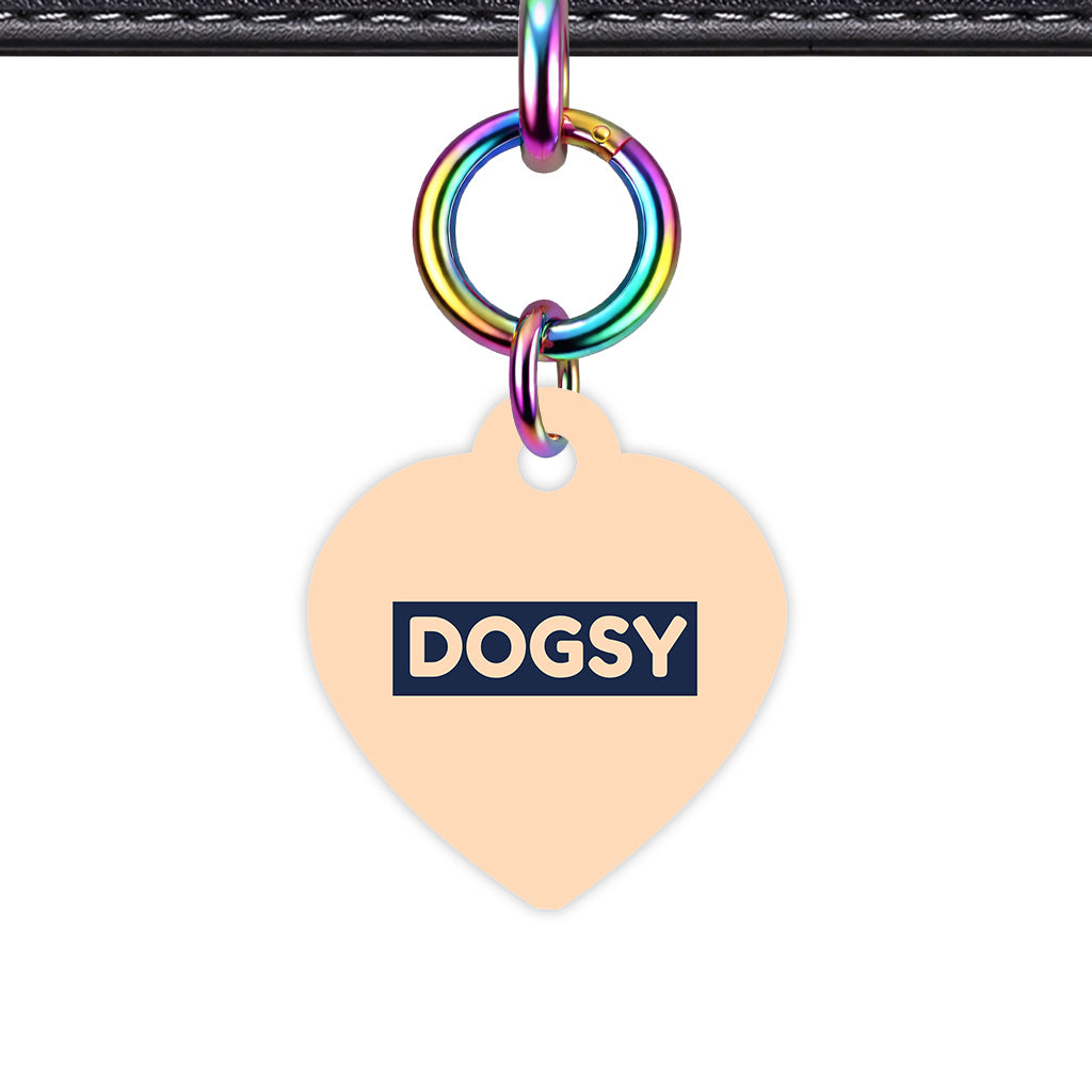 Soft Peach & Navy Heart Shape Rainbow Ring Classic Pet ID Tag