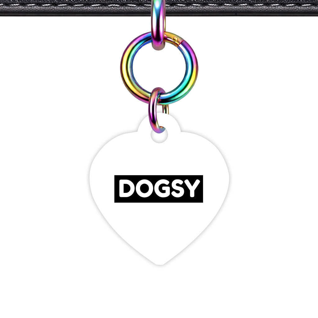 White & Black Heart Shape Rainbow Ring Classic Pet ID Tag