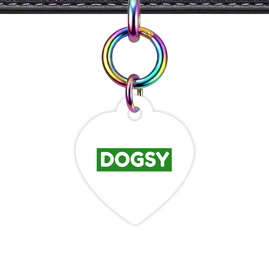 White & Forest Green Heart Shape Rainbow Ring Classic Pet ID Tag