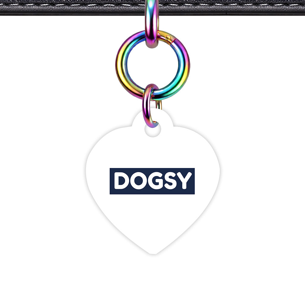 White & Navy Heart Shape Rainbow Ring Classic Pet ID Tag
