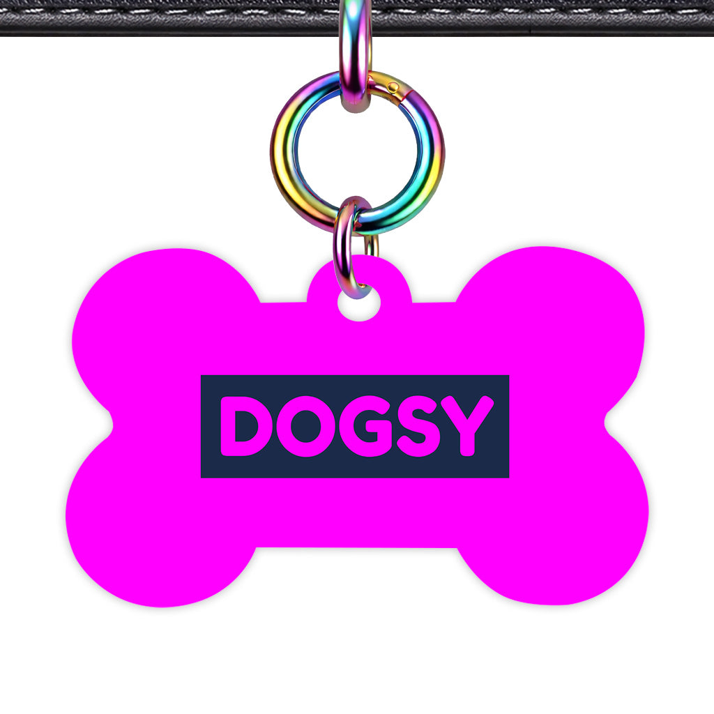 Magenta & Navy Bone Shape Rainbow Ring Classic Pet ID Tag