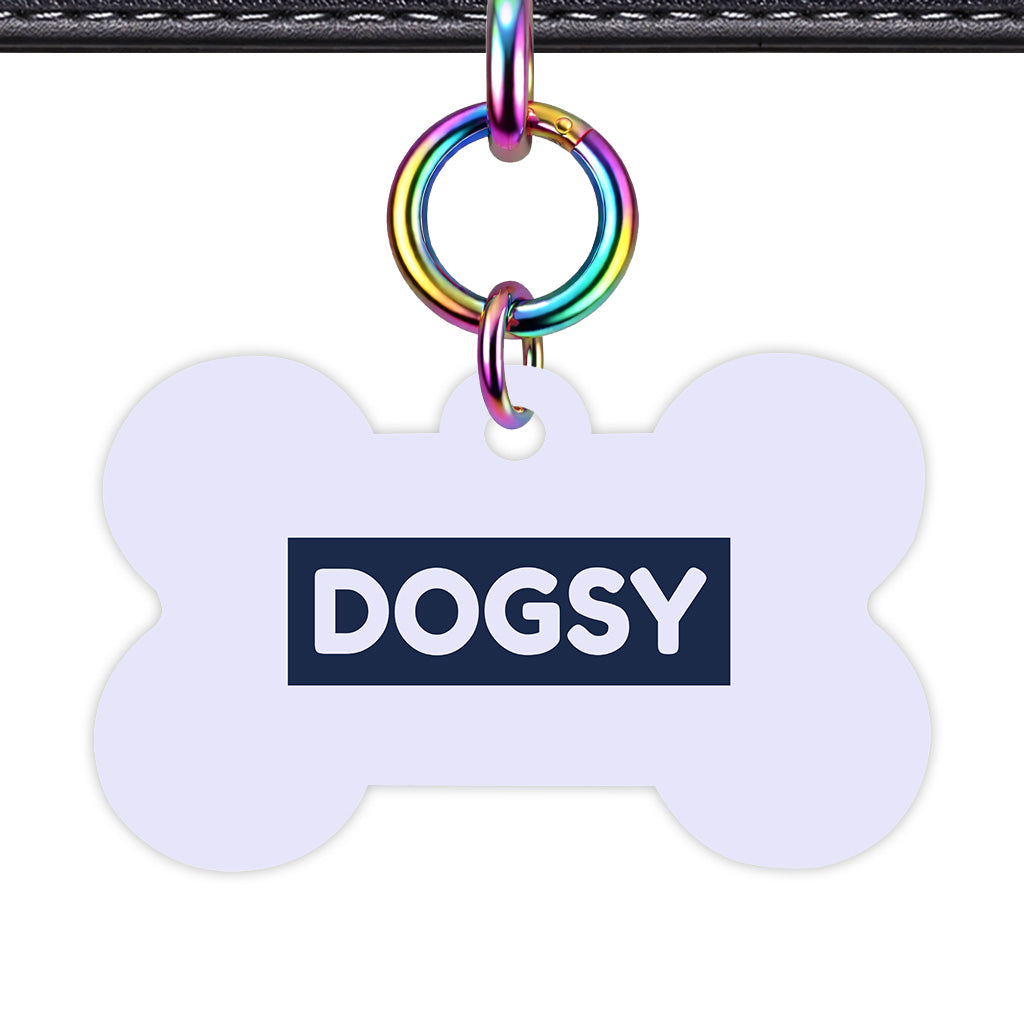 Pale Lavender & Navy Bone Shape Rainbow Ring Classic Pet ID Tag