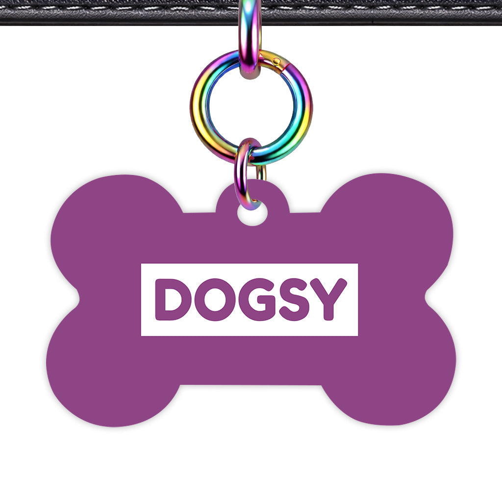 Plum & White Bone Shape Rainbow Ring QR Smart Pet ID Tag