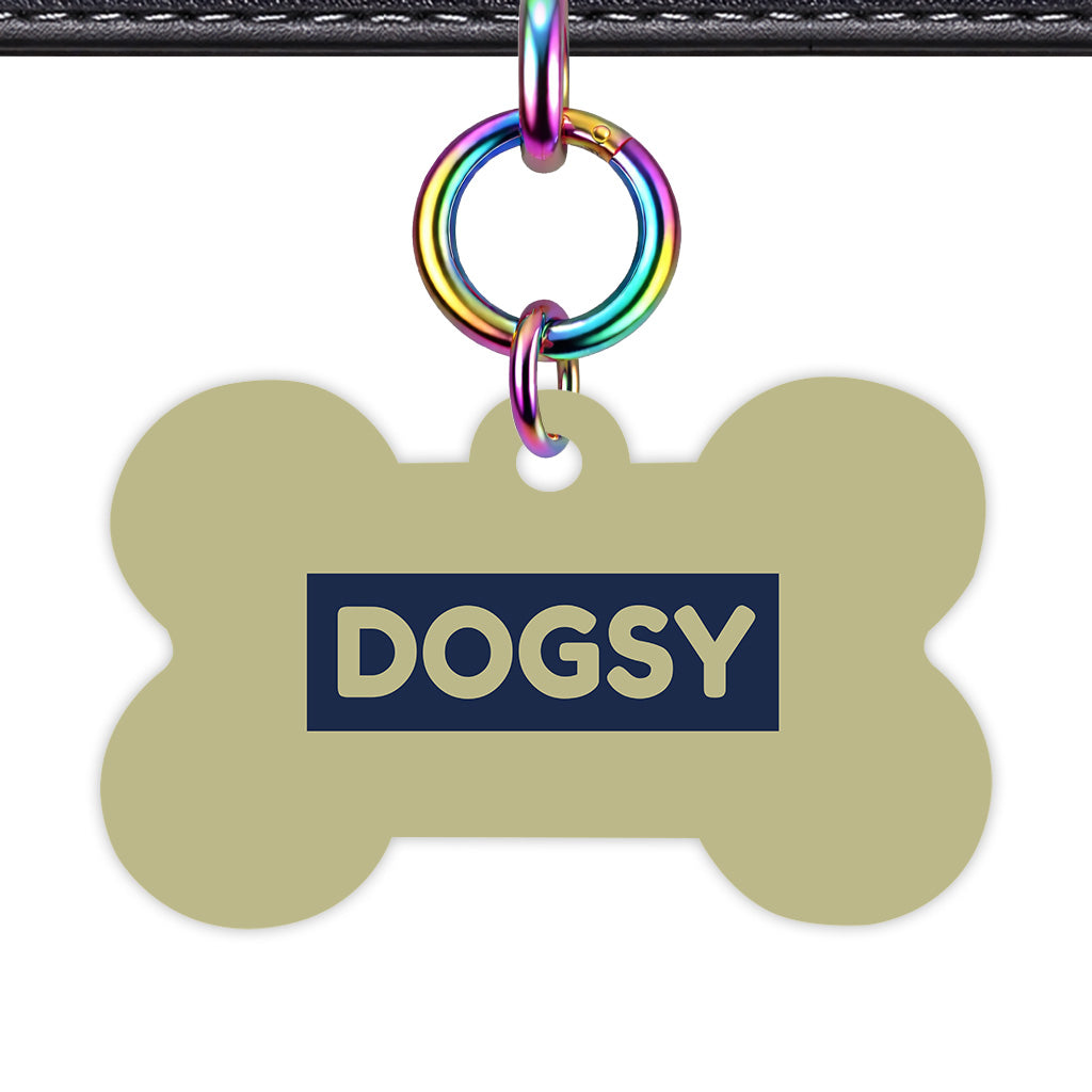Sage & Navy Rainbow Ring Bone Shape QR Smart Pet ID Tag