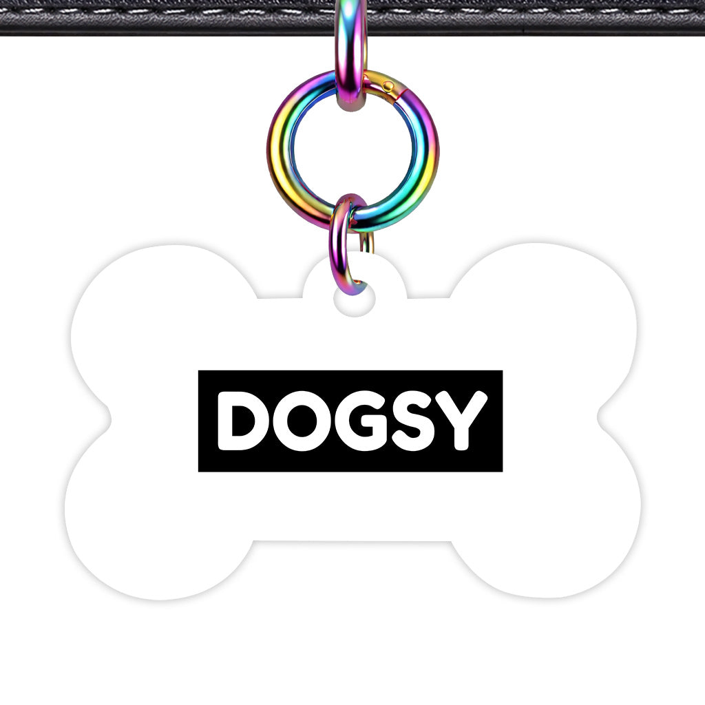 White & Black Rainbow Ring Bone Shape QR Smart Pet ID Tag