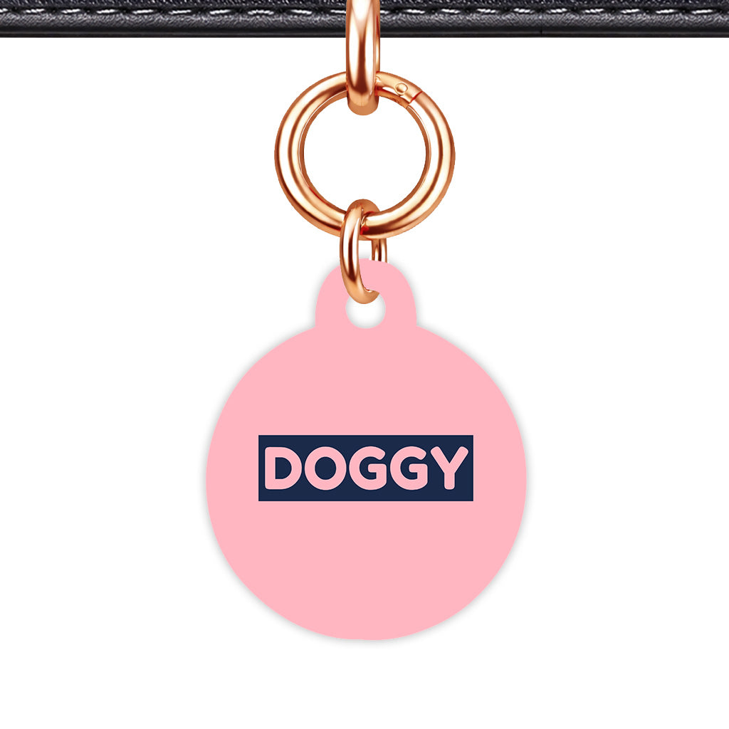 Blush & Navy Circle Shape Rose gold Ring Classic Pet ID Tag