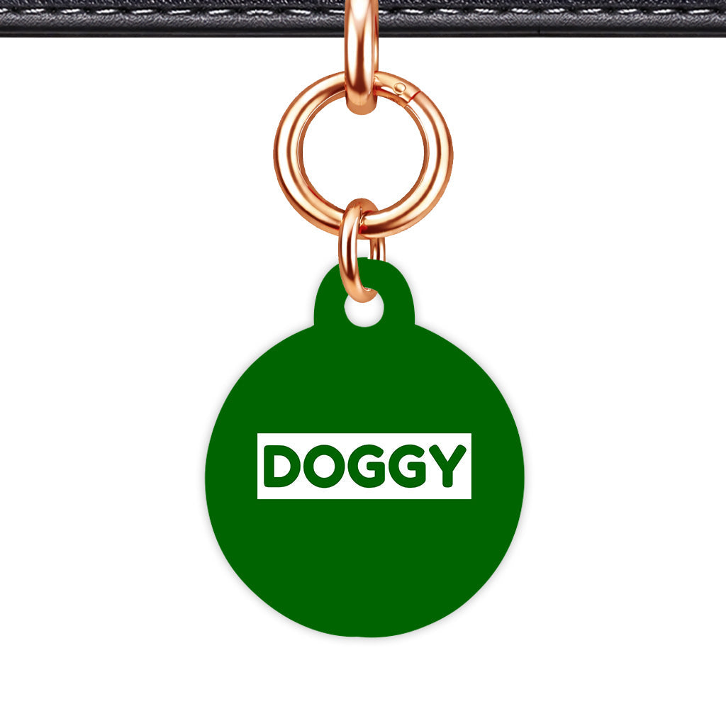 Dark Green & White Circle Shape Rose gold Ring QR Smart Pet ID Tag
