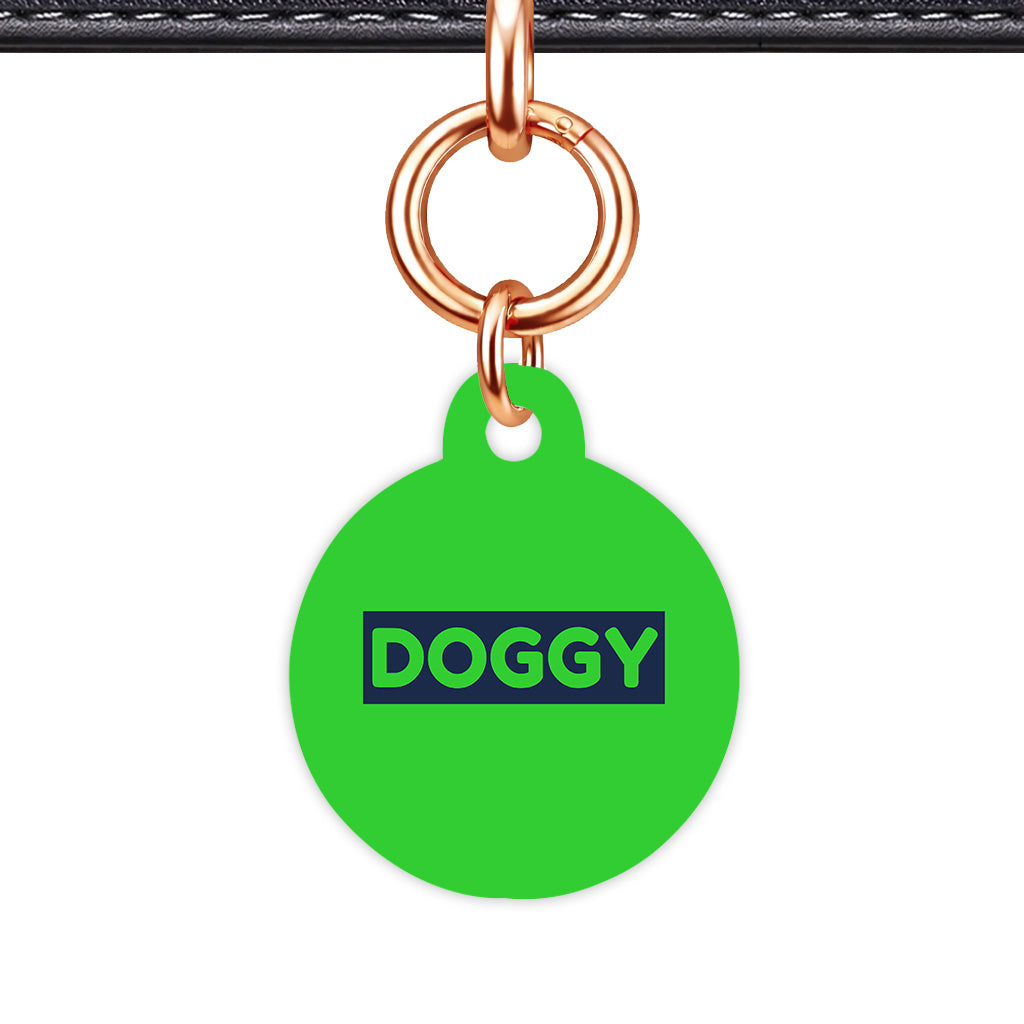 Lime & Navy Circle Shape Rose gold Ring QR Smart Pet ID Tag