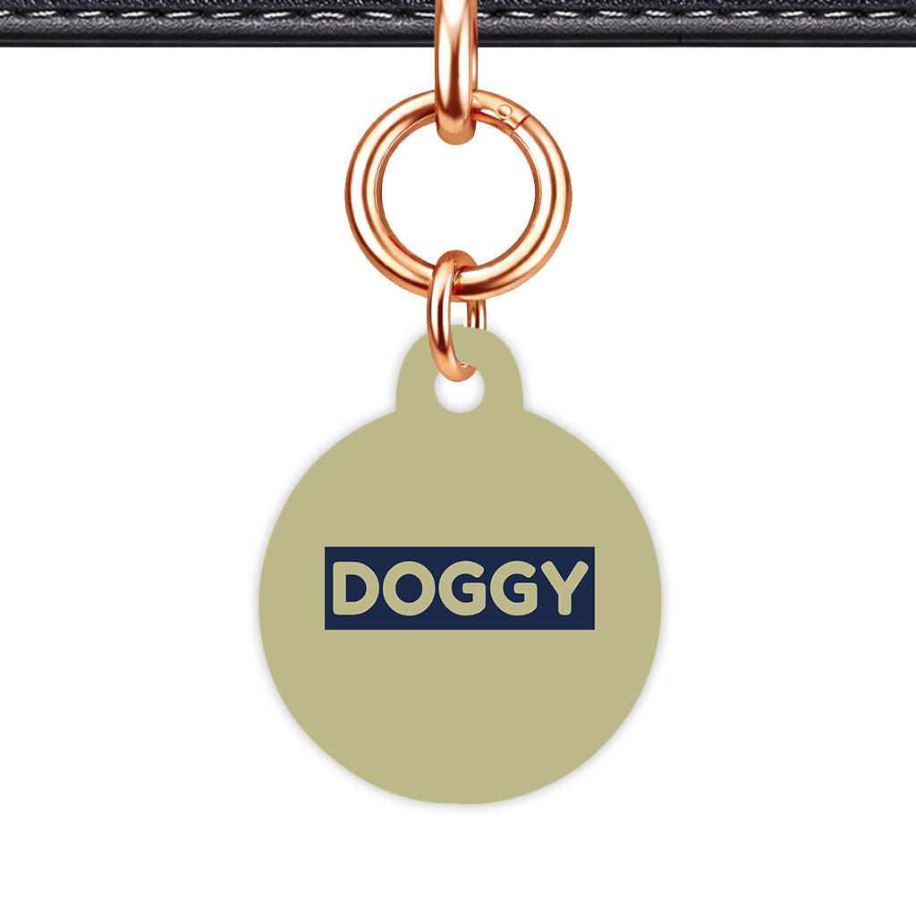 Sage & Navy Circle Shape Rose gold Ring Classic Pet ID Tag