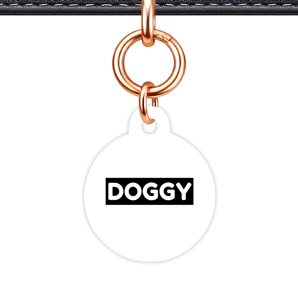 White & Black Circle Shape Rose gold Ring QR Smart Pet ID Tag