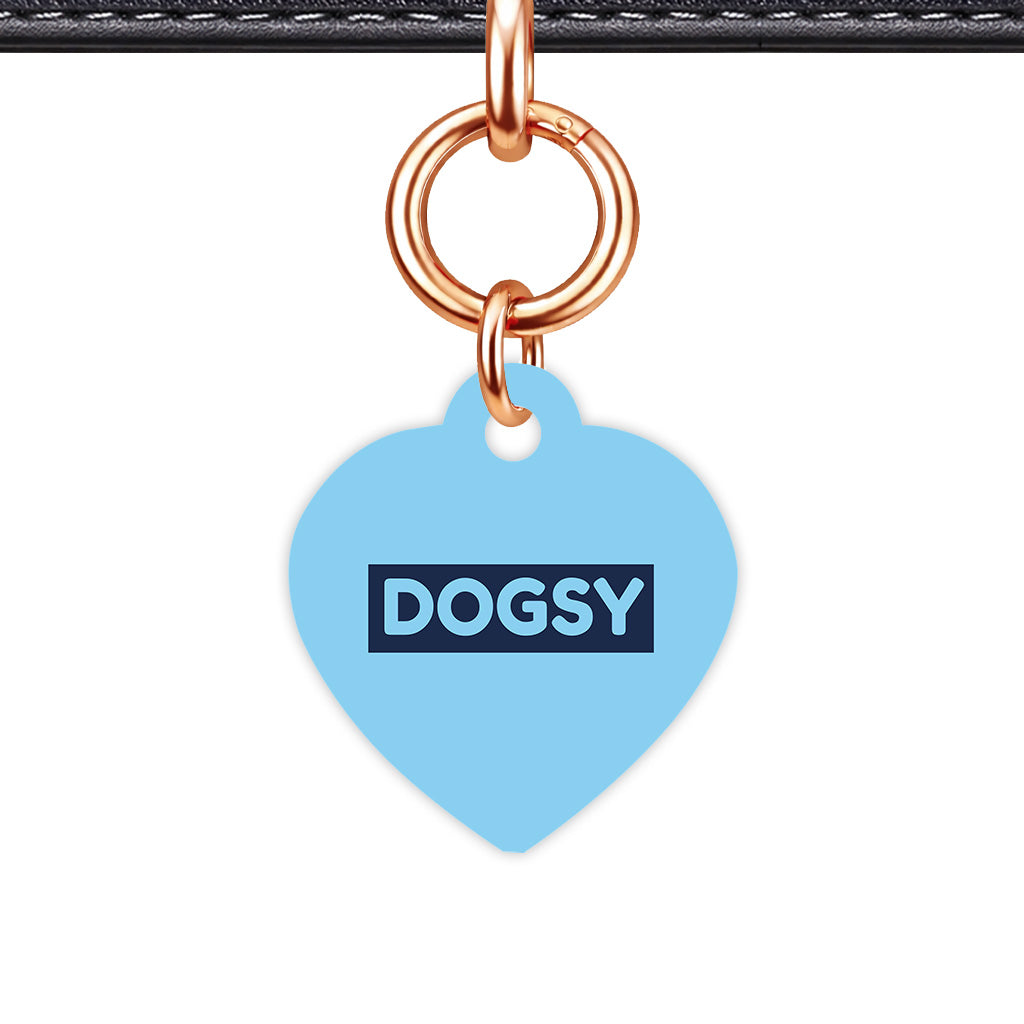 Baby Blue & Navy Heart Shape Rose gold Ring Classic Pet ID Tag