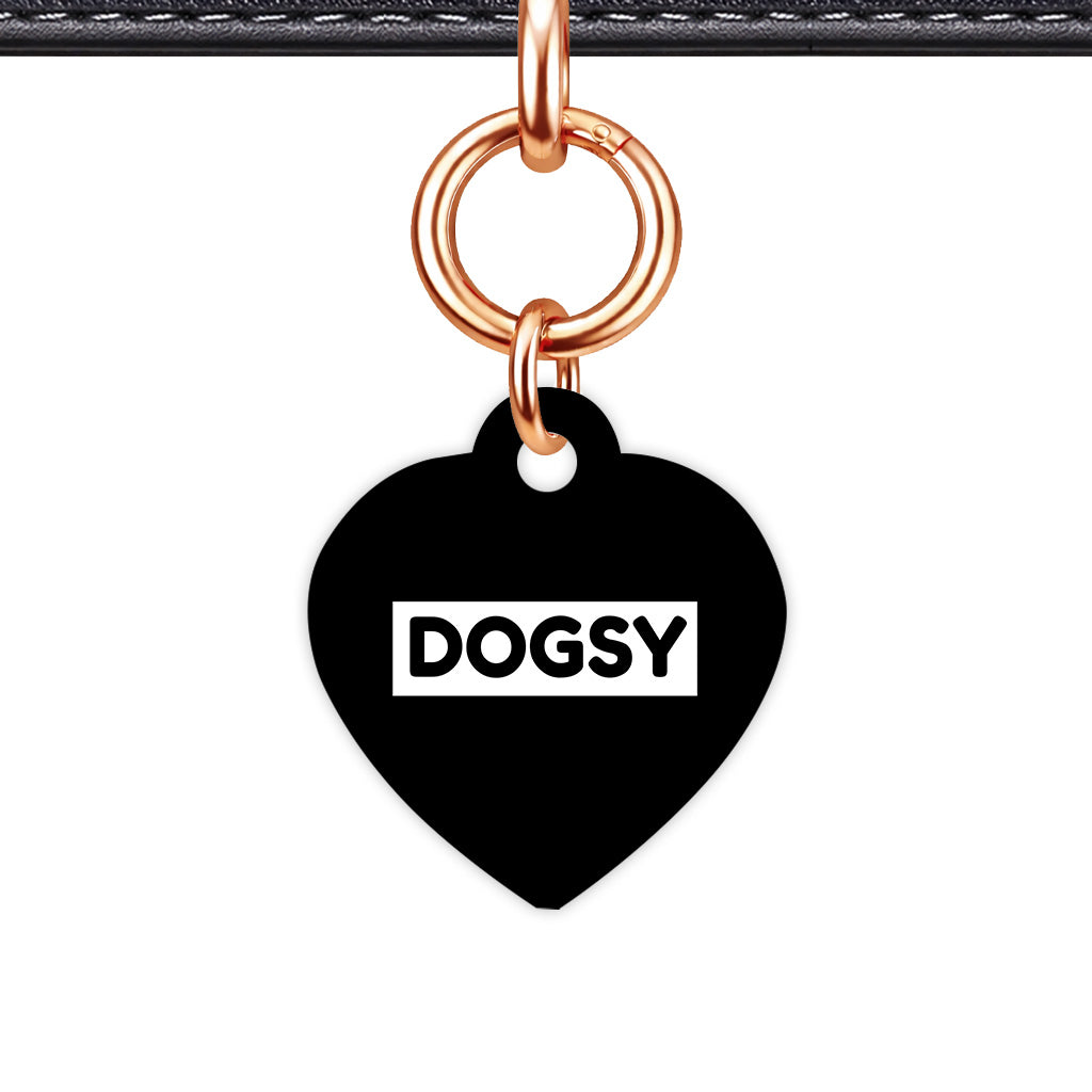 Black & White Heart Shape Rose gold Ring QR Smart Pet ID Tag