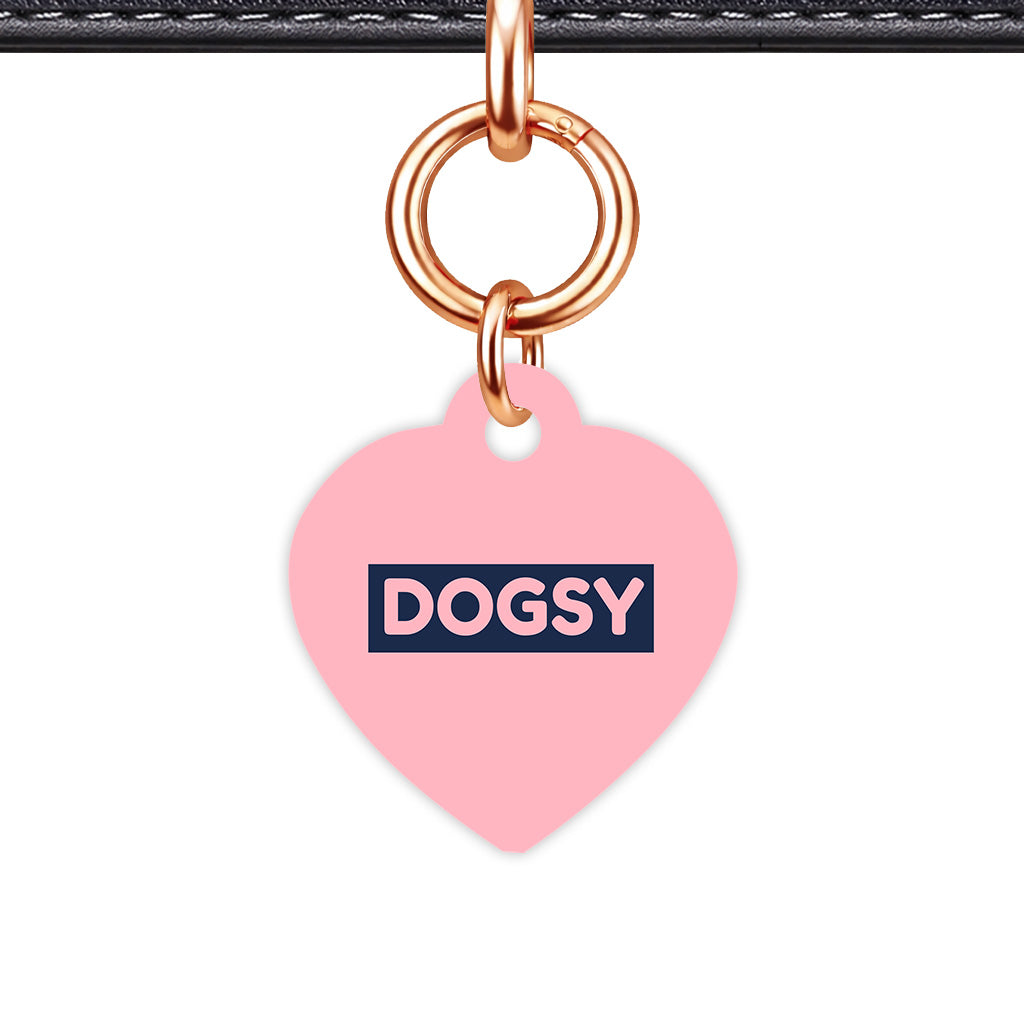 Blush & Navy Heart Shape Rose gold Ring Classic Pet ID Tag