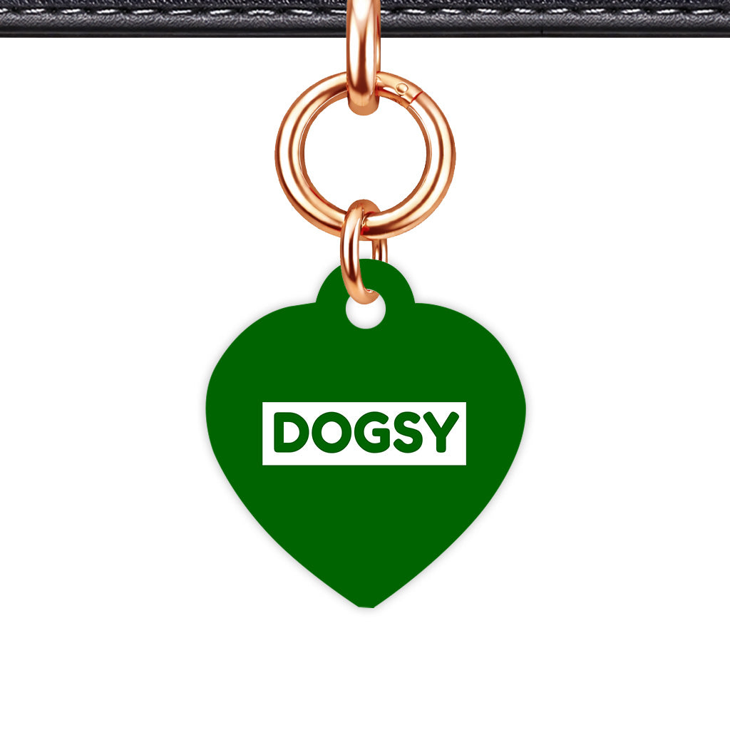 Dark Green & White Heart Shape Rose gold Ring QR Smart Pet ID Tag