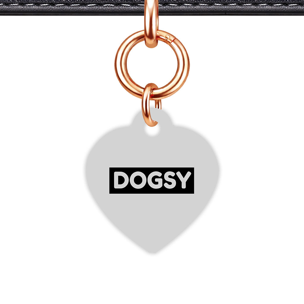 Light Grey & Black Heart Shape Rose gold Ring QR Smart Pet ID Tag