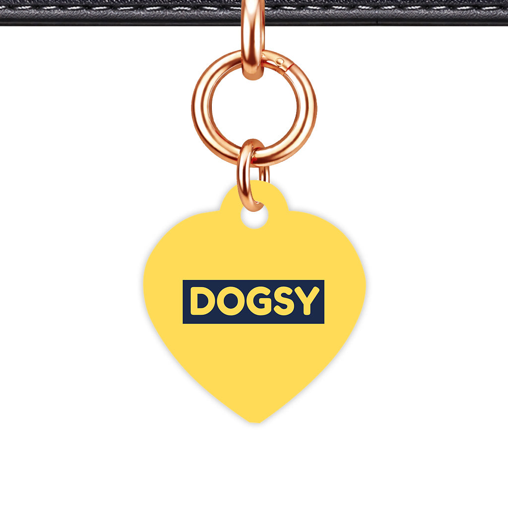 Mustard & Navy Heart Shape Rose gold Ring Classic Pet ID Tag
