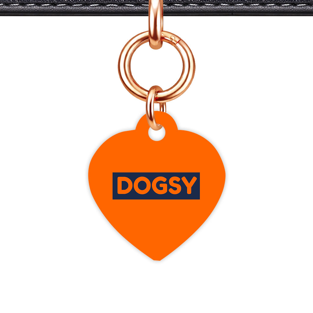 Orange & Navy Heart Shape Rose gold Ring Classic Pet ID Tag