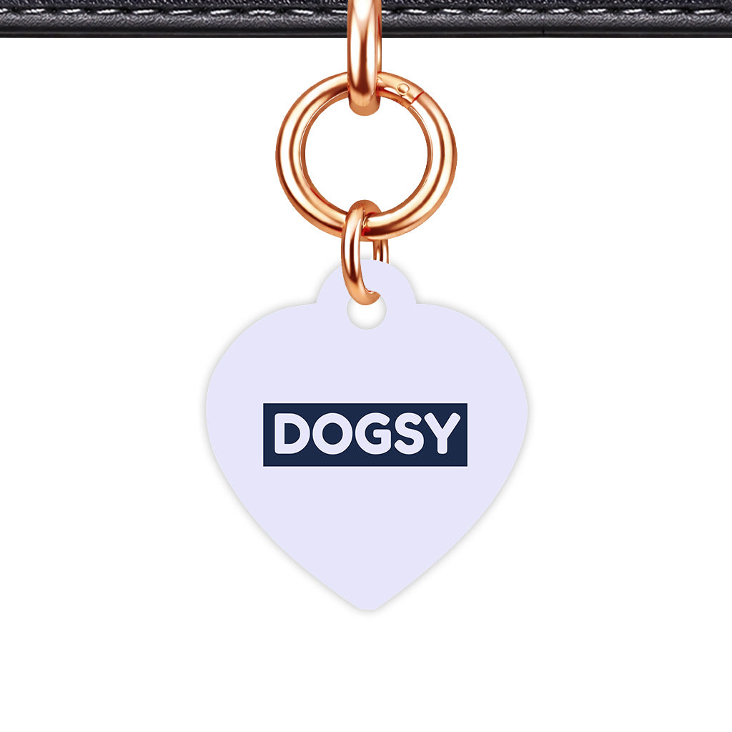 Pale Lavender & Navy Heart Shape Rose gold Ring Classic Pet ID Tag