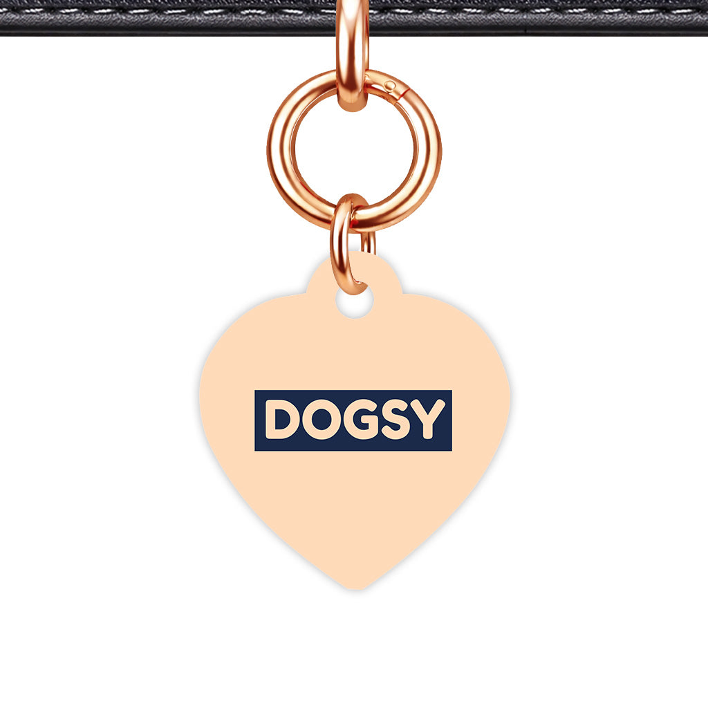 Soft Peach & Navy Heart Shape Rose gold Ring Classic Pet ID Tag