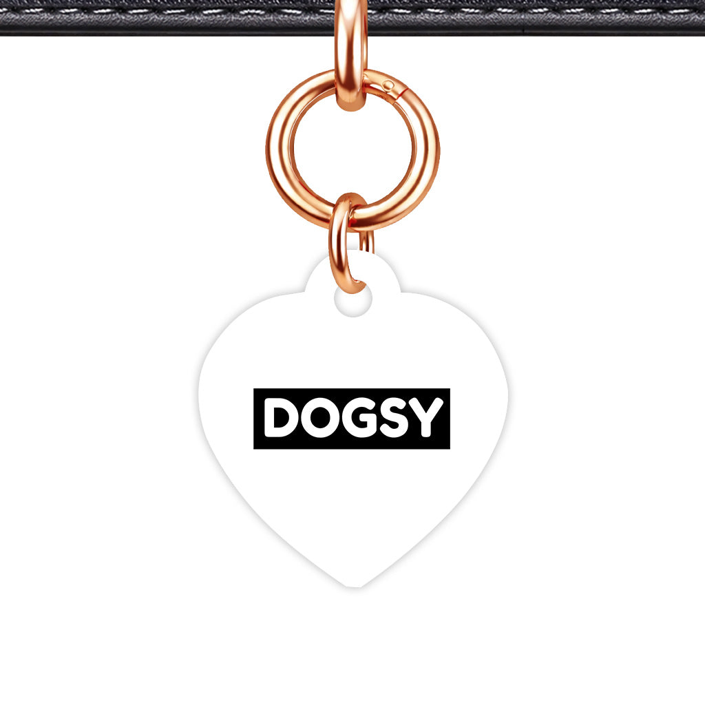 White & Black Heart Shape Rose gold Ring QR Smart Pet ID Tag