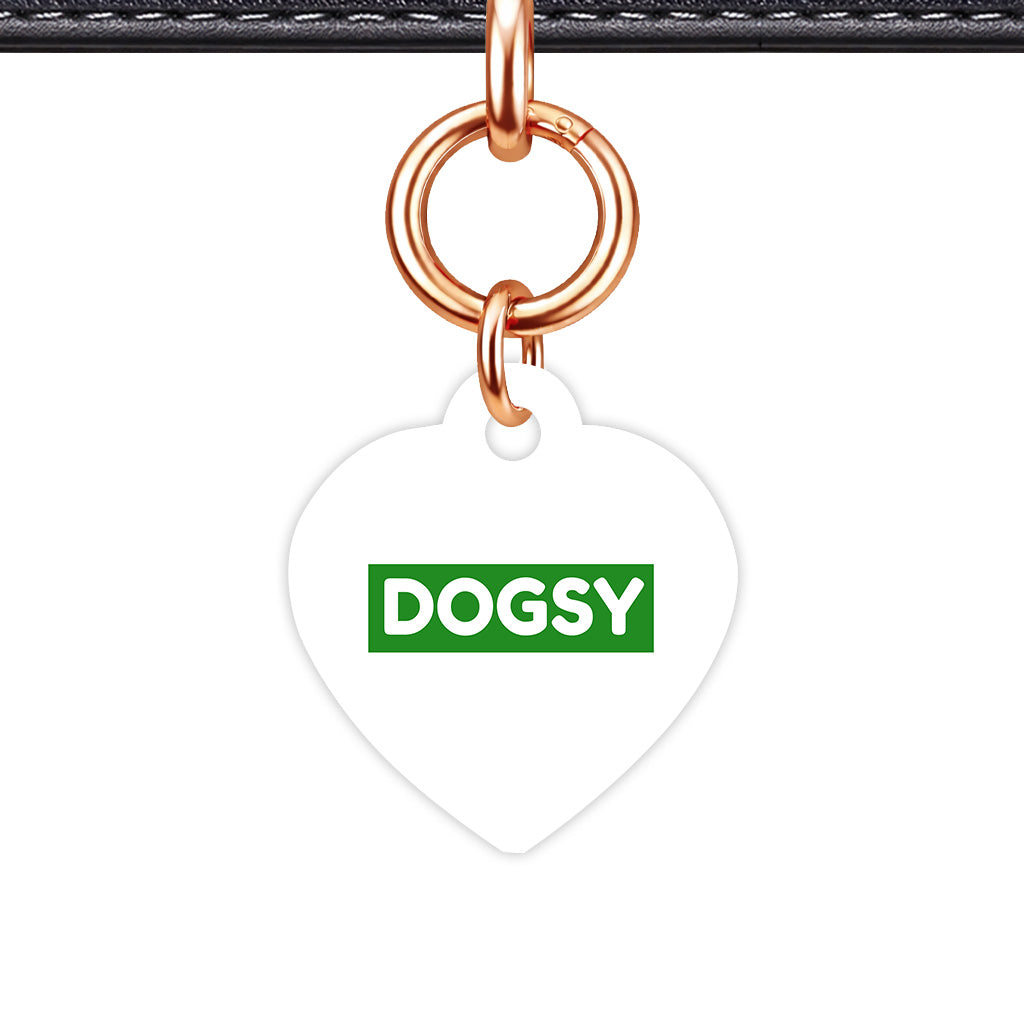White & Forest Green Heart Shape Rose gold Ring Classic Pet ID Tag