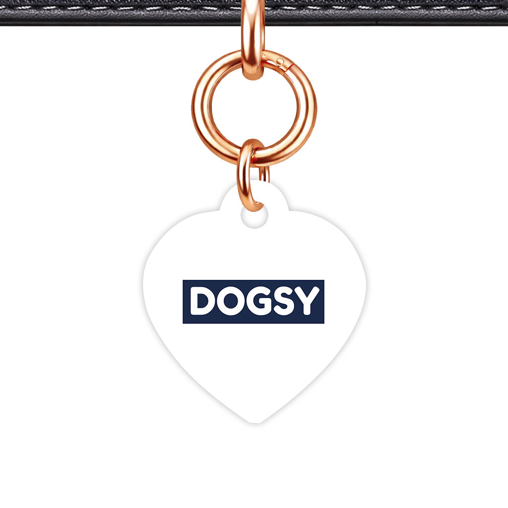 White & Navy Heart Shape Rose gold Ring QR Smart Pet ID Tag