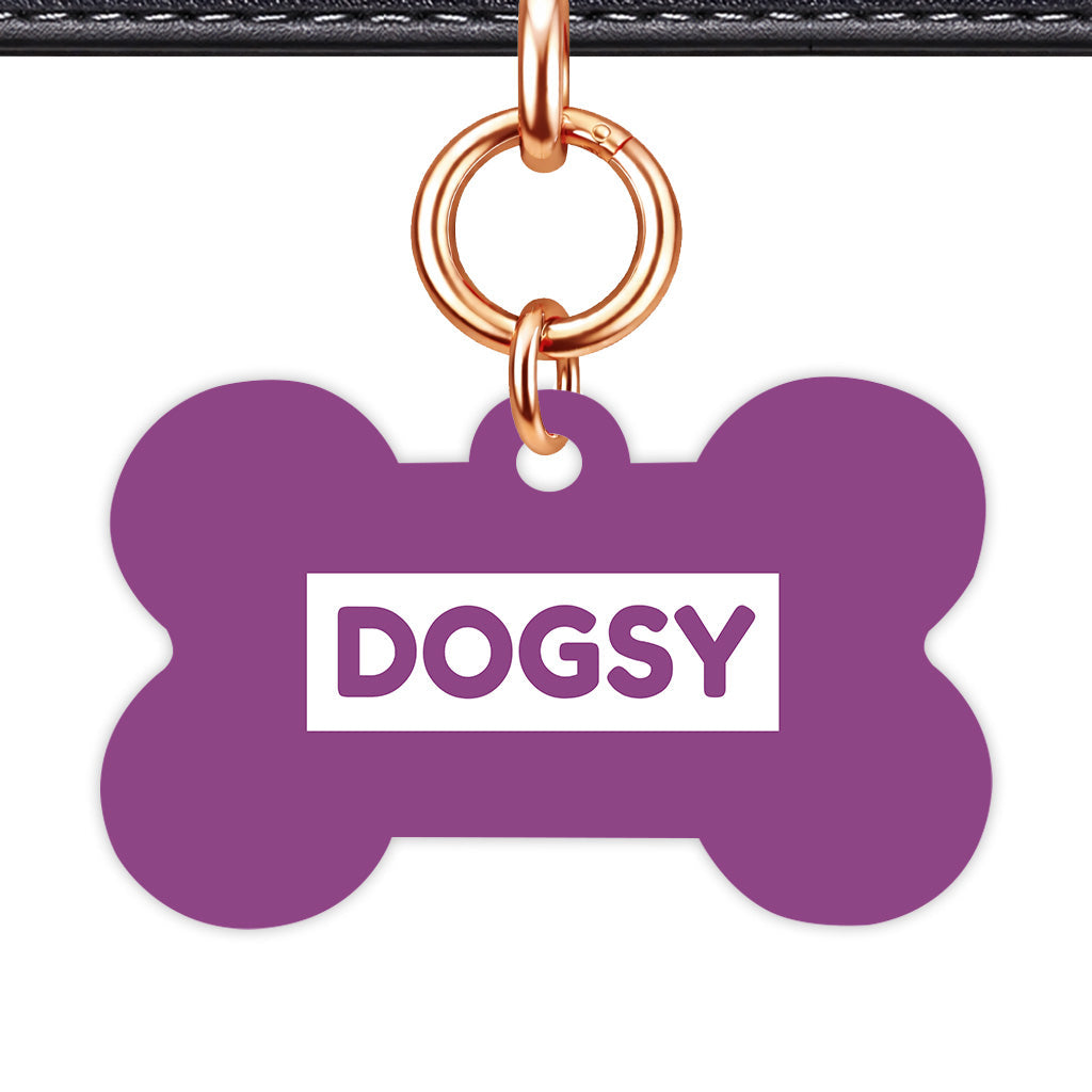 Plum & White Bone Shape Rose gold Ring QR Smart Pet ID Tag