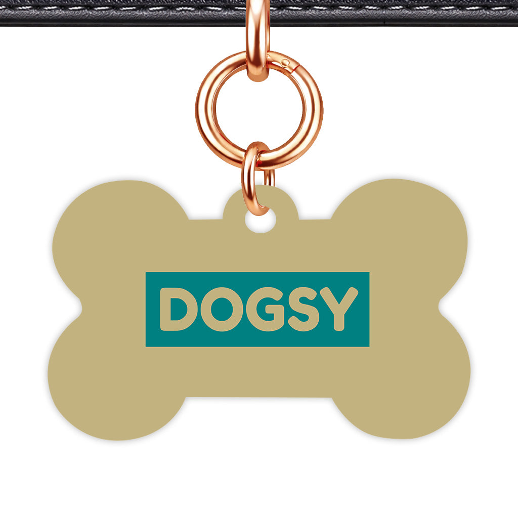 Sand & Teal Bone Shape Rose gold Ring Classic Pet ID Tag