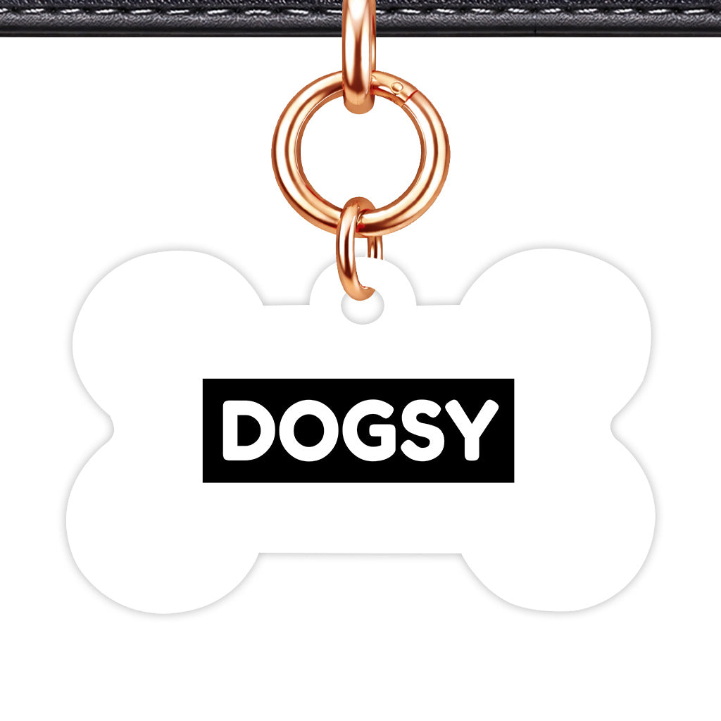 White & Black Bone Shape Rose gold Ring Classic Pet ID Tag
