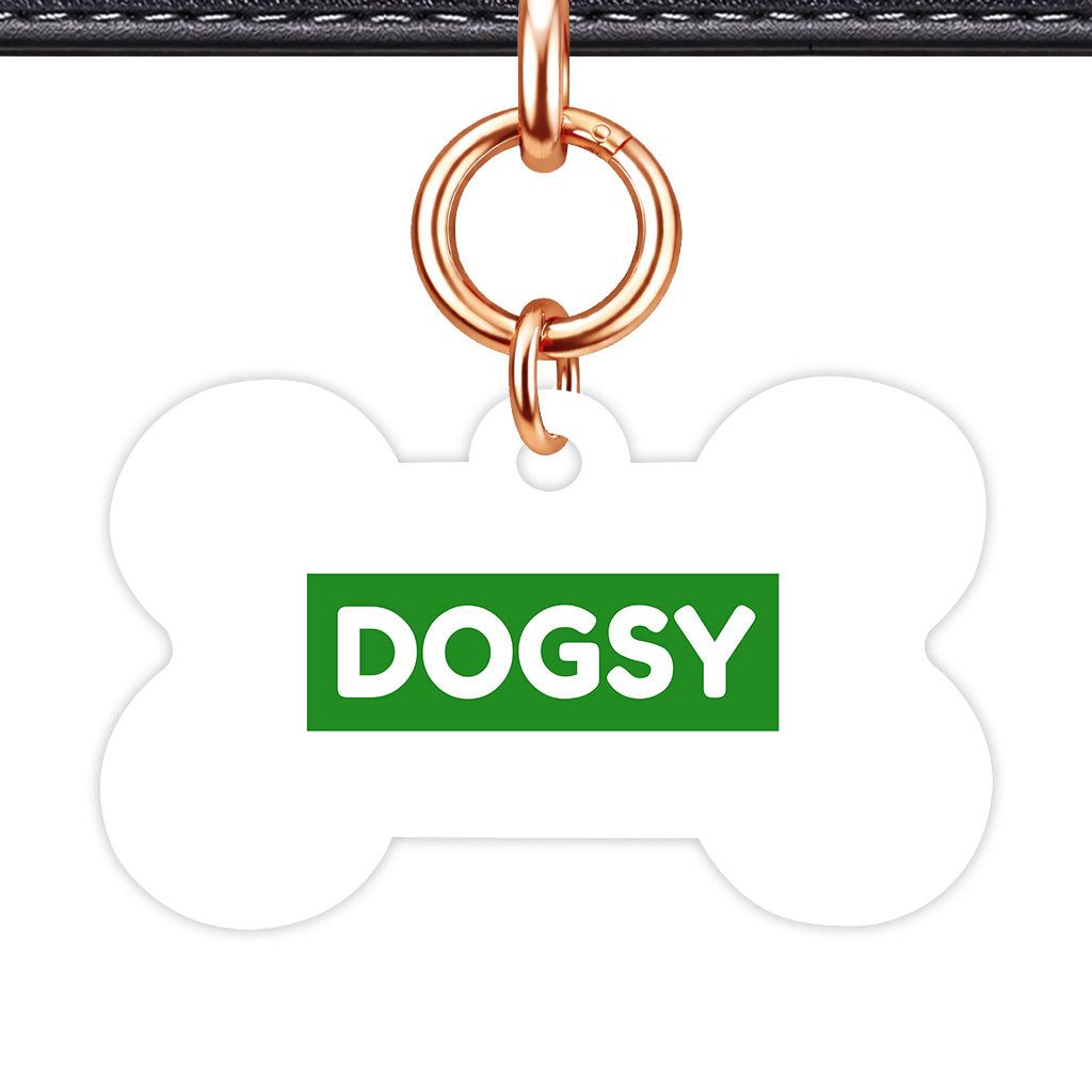 White & Forest Green Bone Shape Rose gold Ring Classic Pet ID Tag