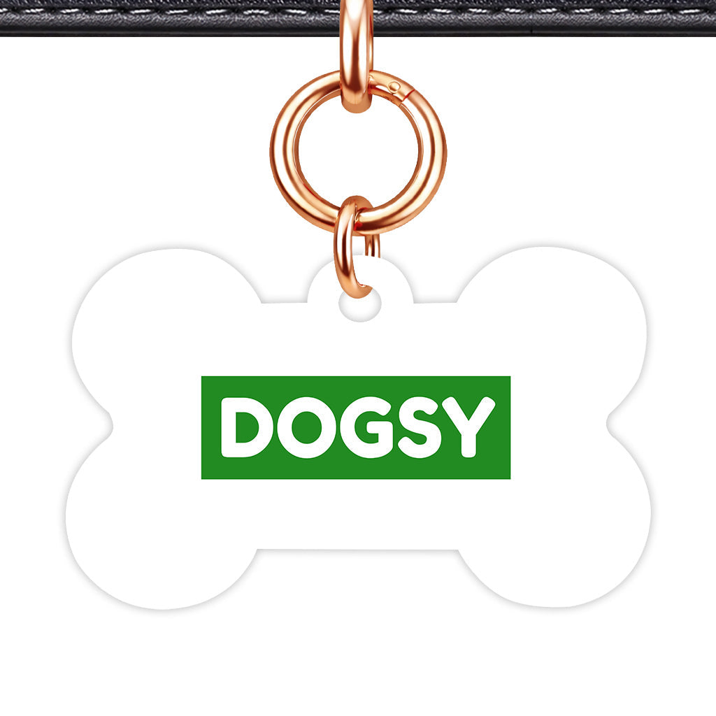 White & Forest Green Bone Shape Rose gold Ring QR Smart Pet ID Tag