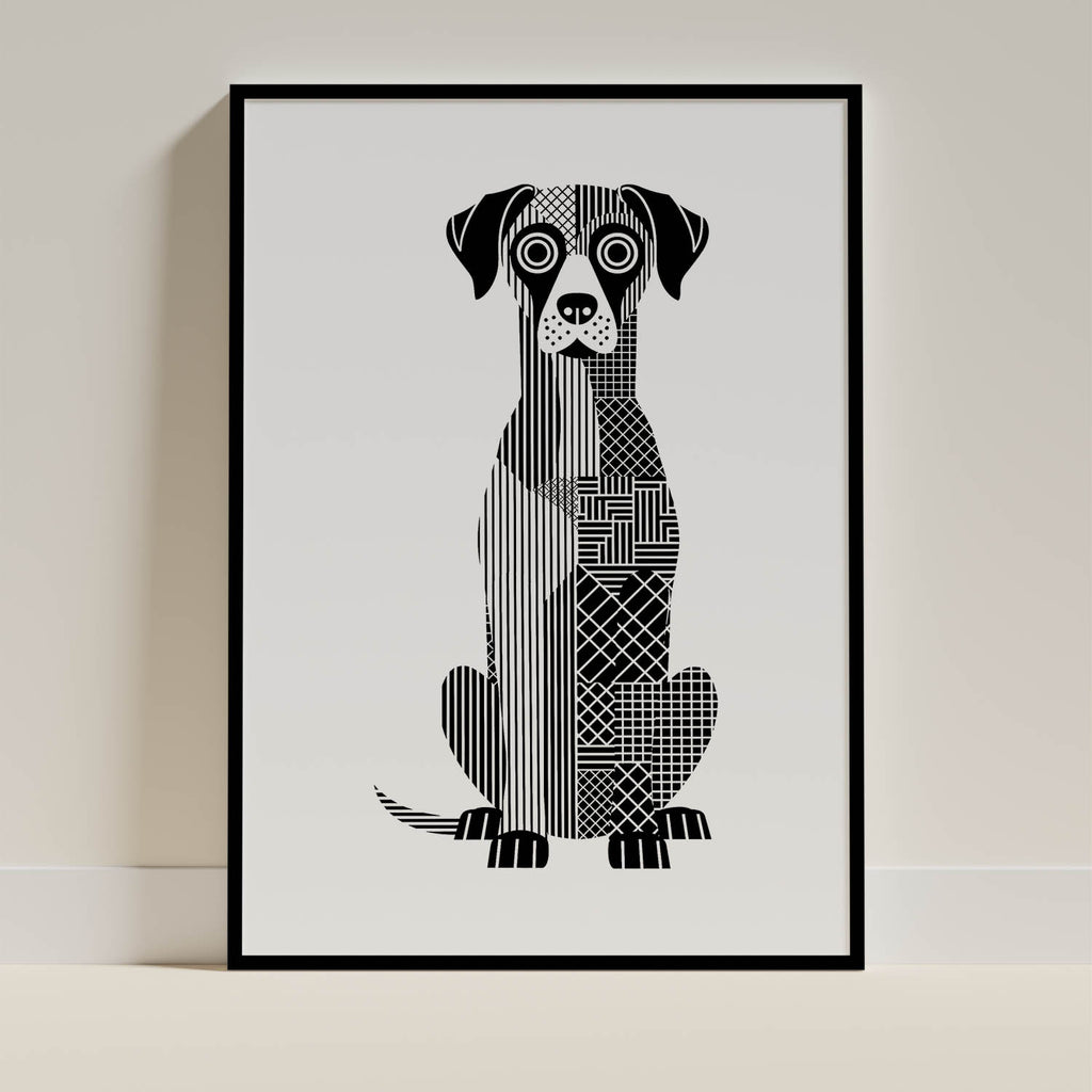Rhodesian Ridgeback Geometric Line Art Print - Framed Mockup