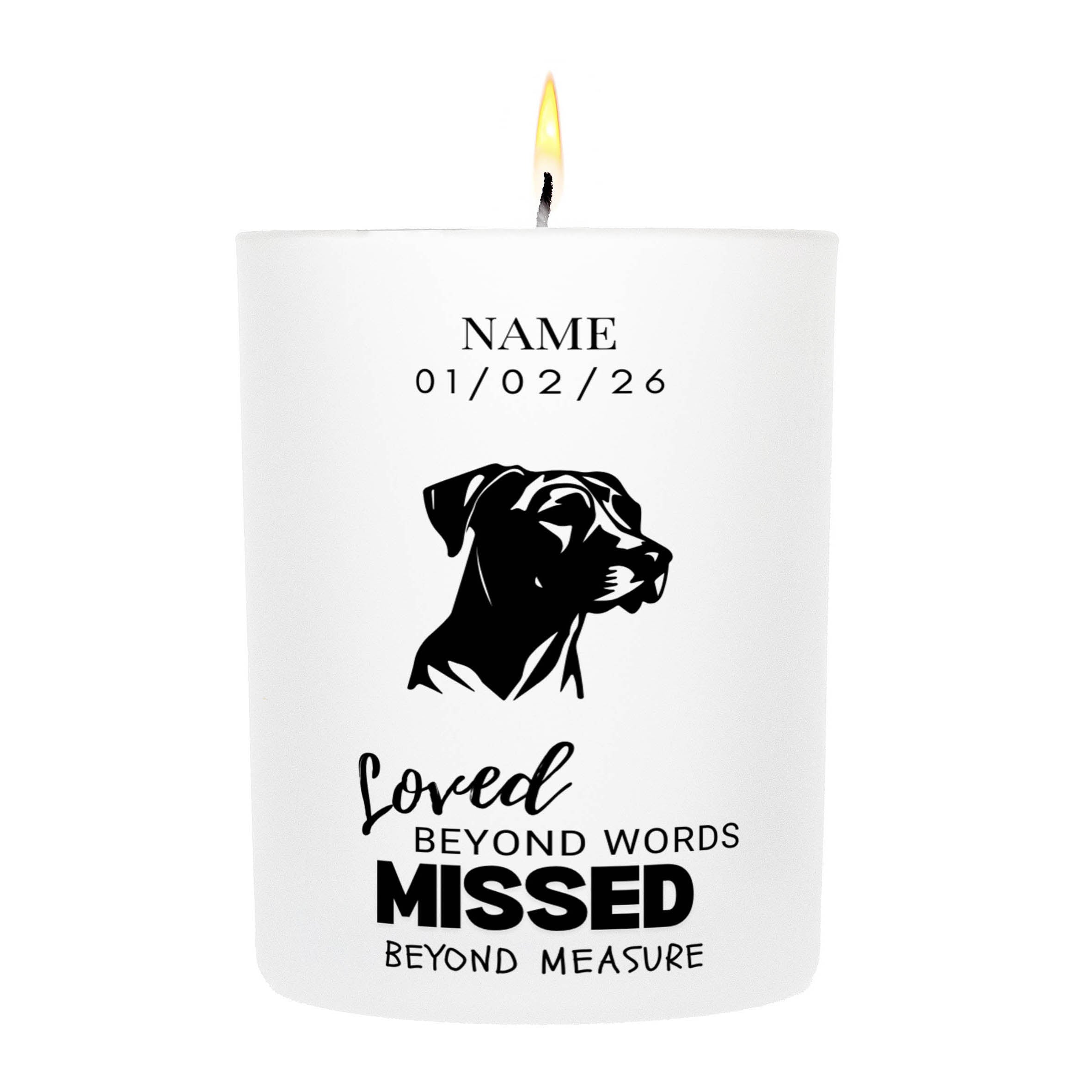 Rhoedesian Ridgeback – Loved Beyond Words, Missed Beyond Measure Custom Candle