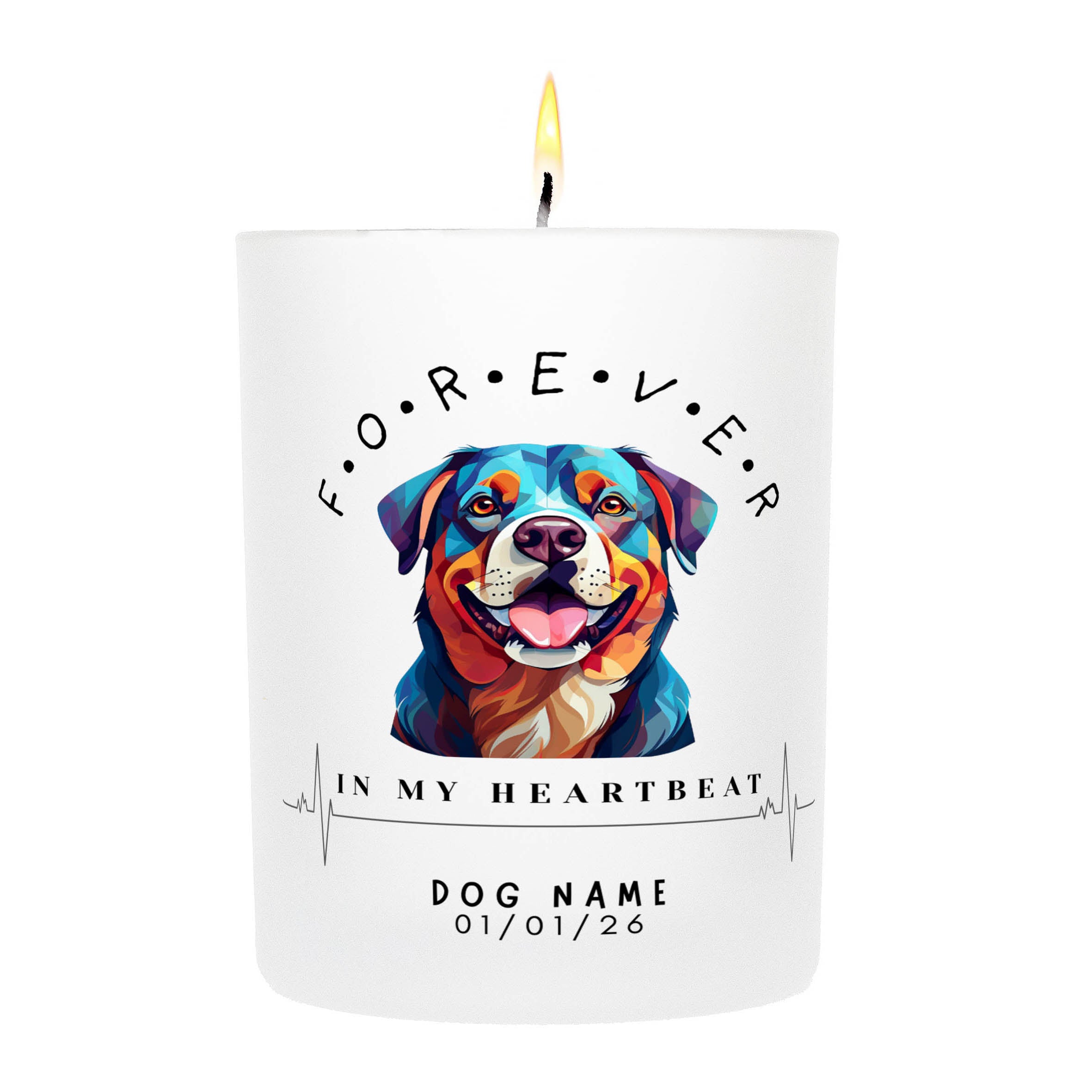 Rottweiler – Forever in My Heartbeat Custom Candle