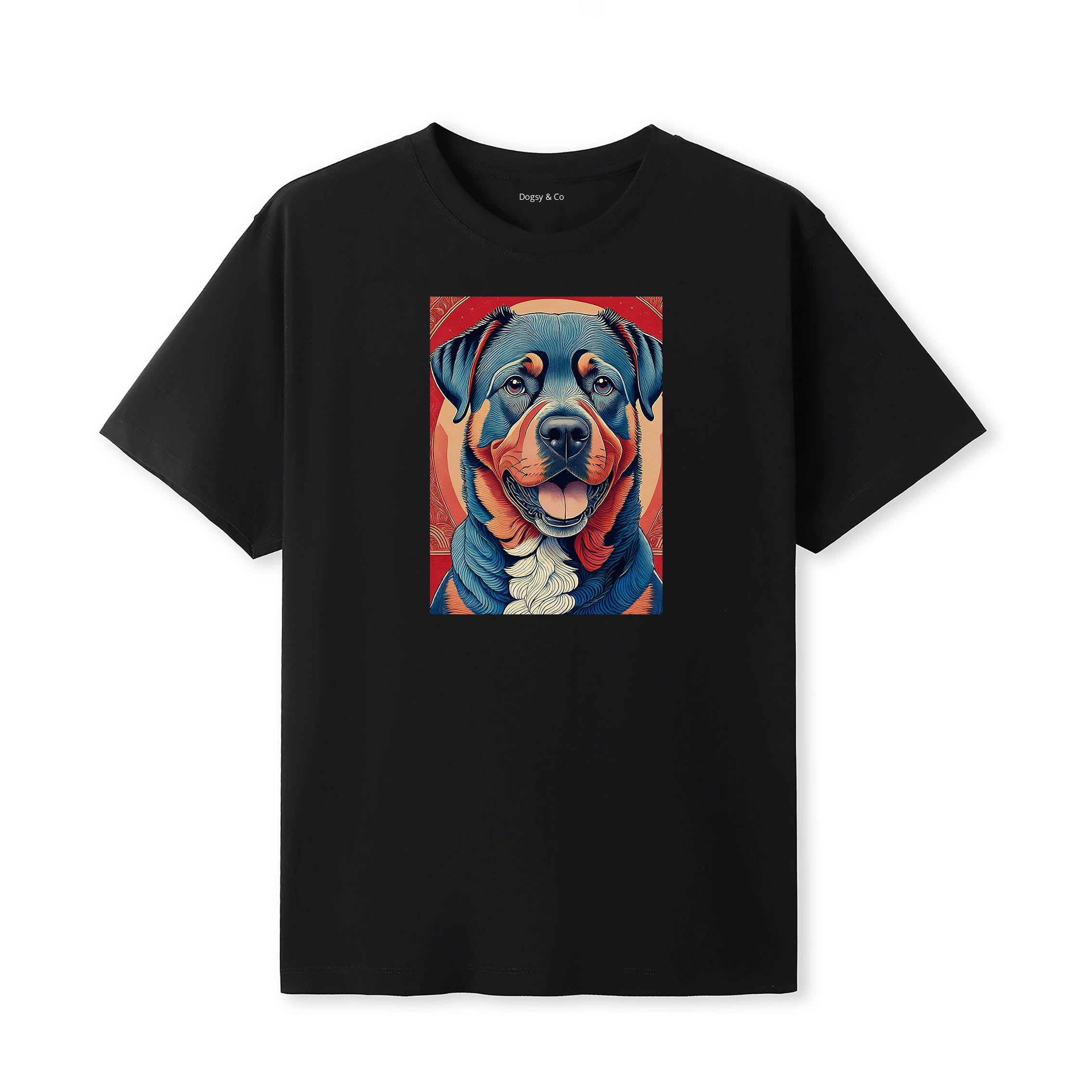 Rottweiler Hokusai Dog Portrait T-Shirt V1 Black