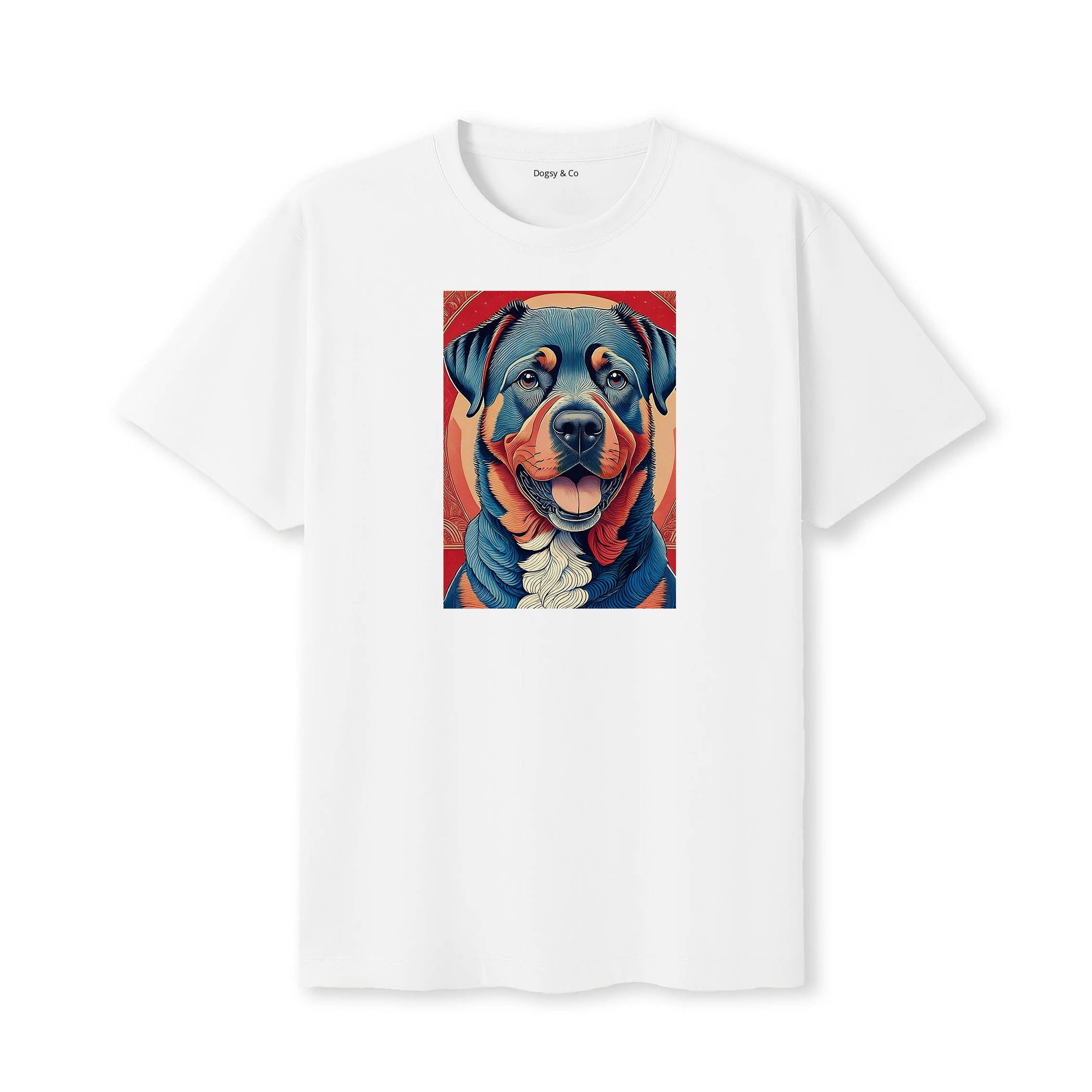 Rottweiler Hokusai Dog Portrait T-Shirt V1 White