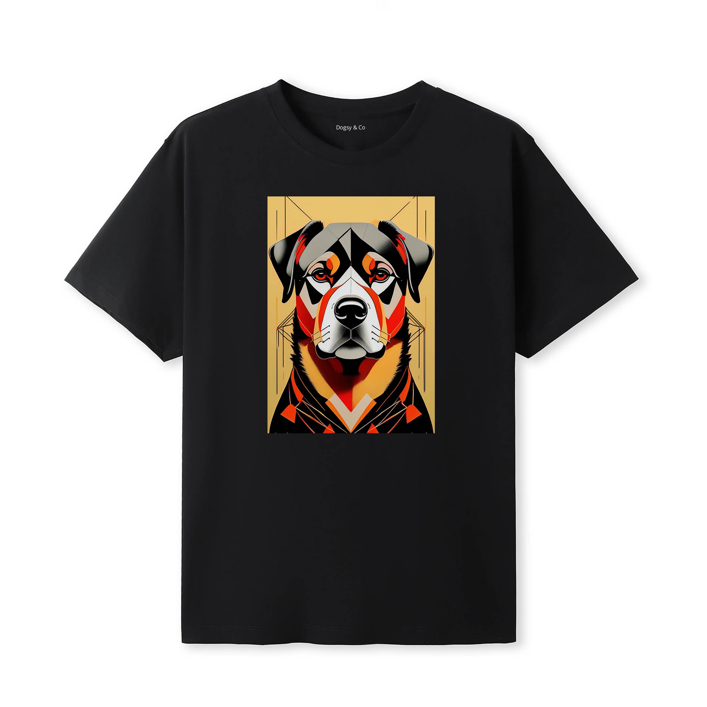 Rottweiler Retro Geo Orange Dog T-Shirt | Dogsy & Co