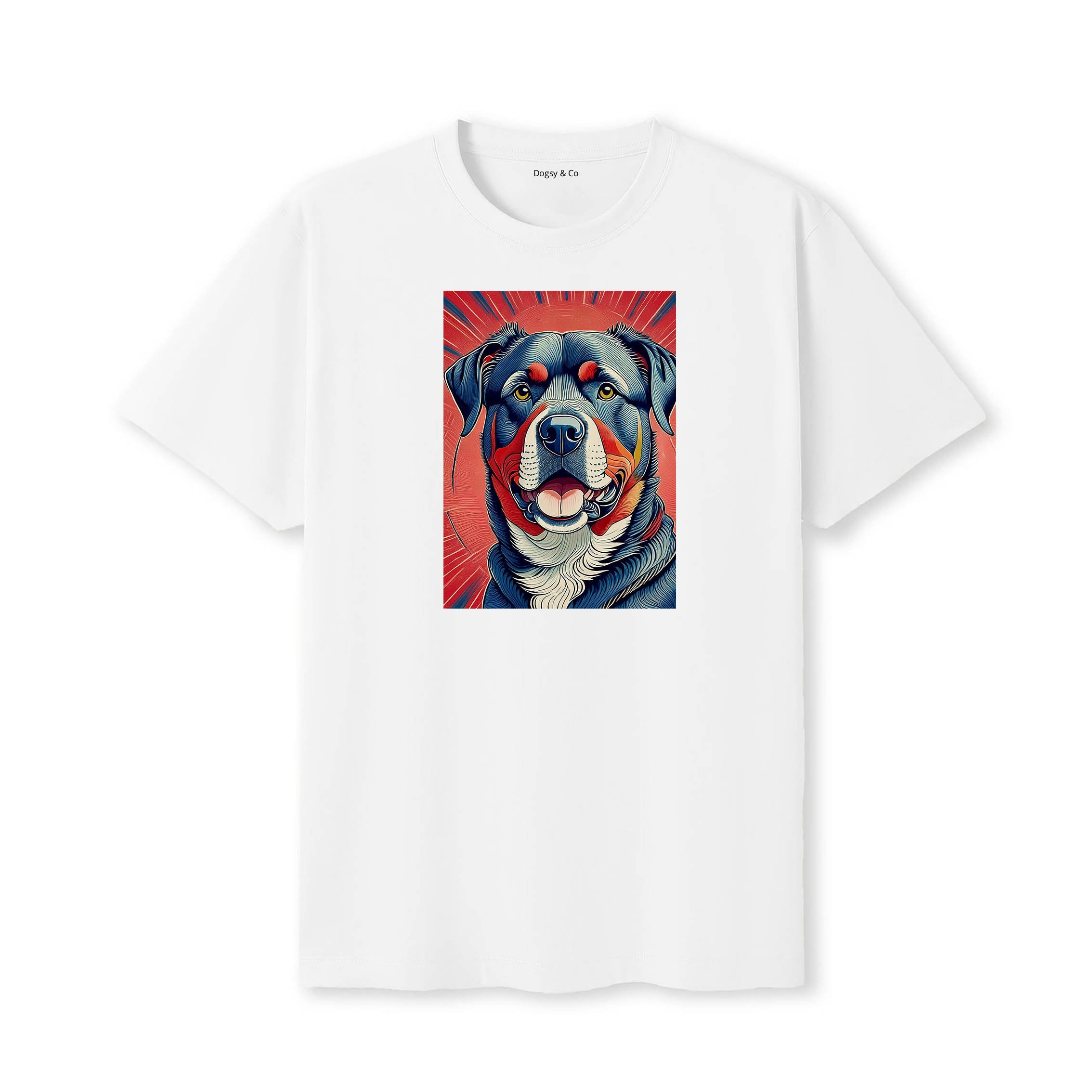 Rottweiler Hokusai Dog Portrait T-Shirt White