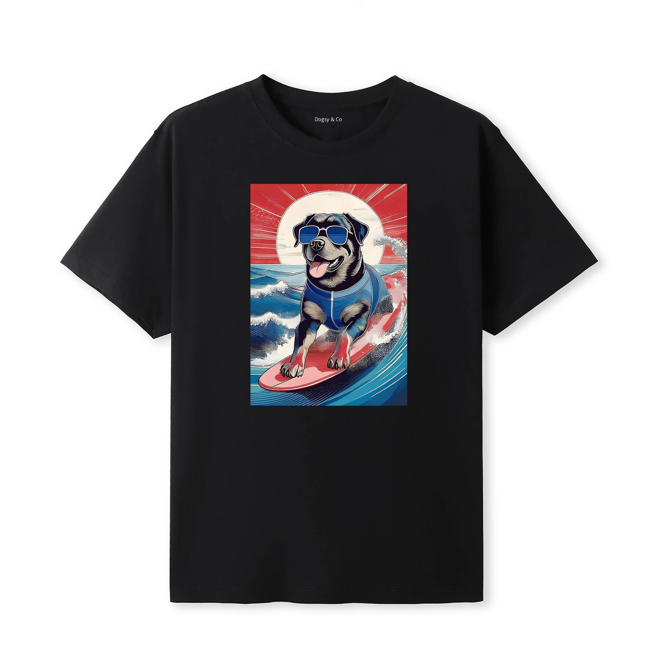 Rottweiler Surfer Hokusai Dogs T-Shirt Artwork